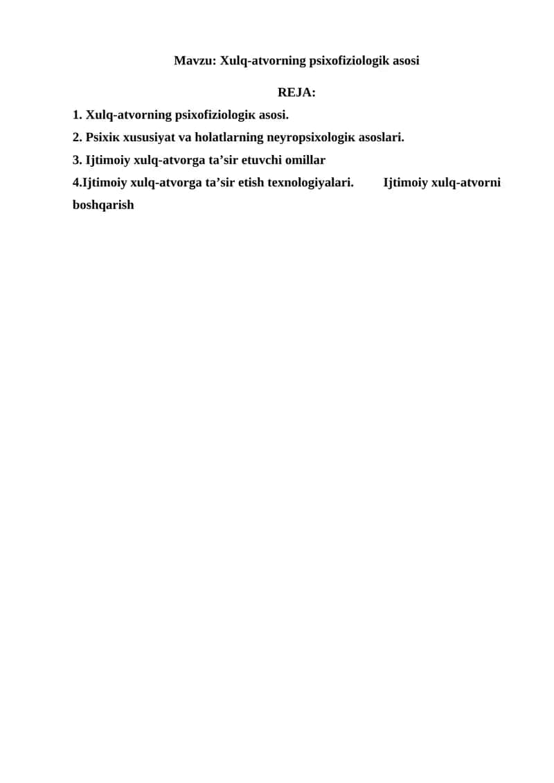 Xulq-atvorning psixofiziologik asosi 1