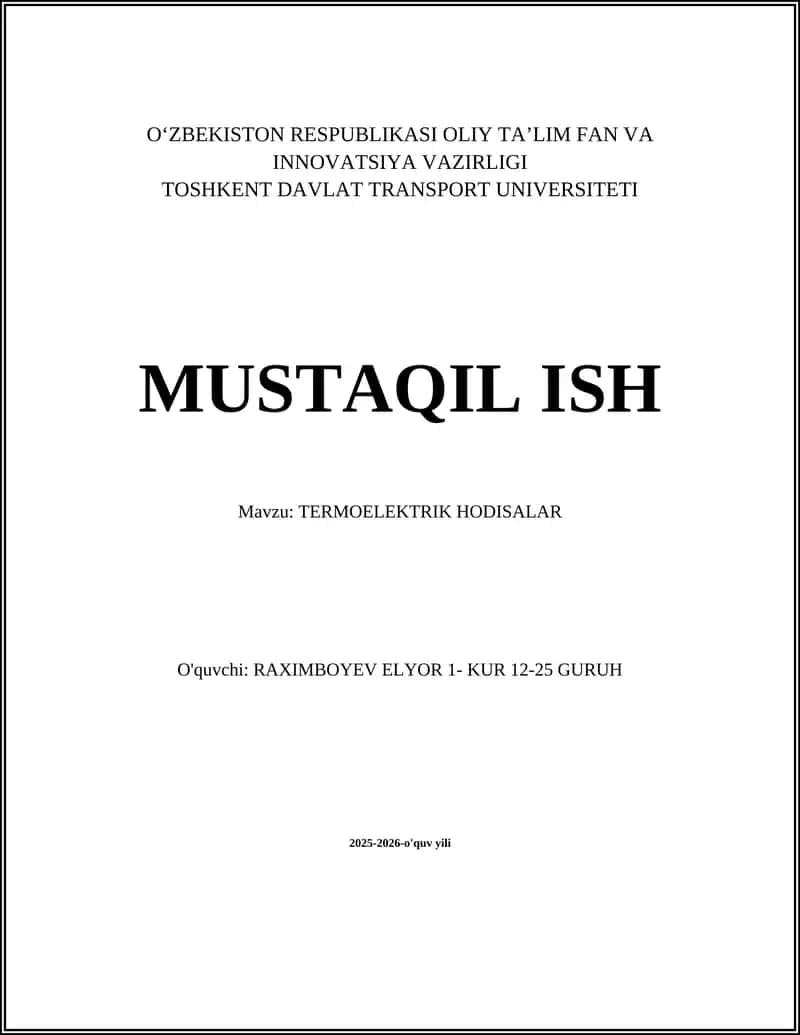 TERMOELEKTRIK HODISALAR 1