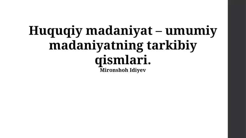 Huquqiy madaniyat – umumiy madaniyatning tarkibiy qismlari 1