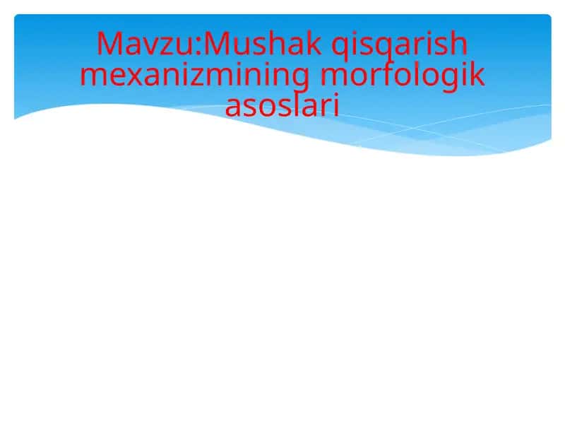 Mushak qisqarish mexanizmining morfologik asoslari 1