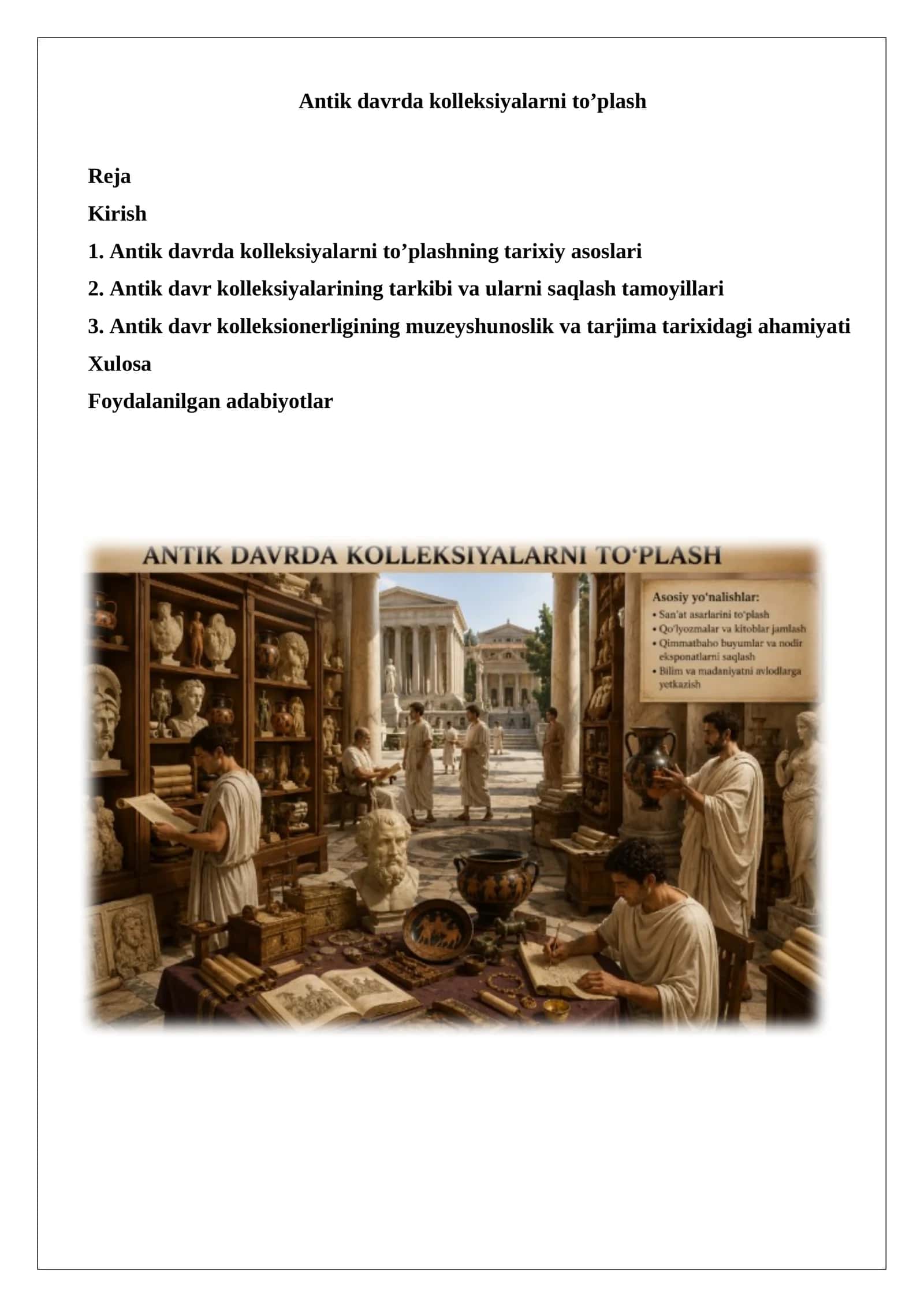 Antik davrda kolleksiyalarni to’plash 1