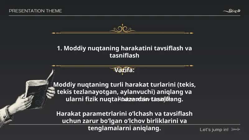 Moddiy nuqtaning harakatini tavsiflash va tasniflash 1