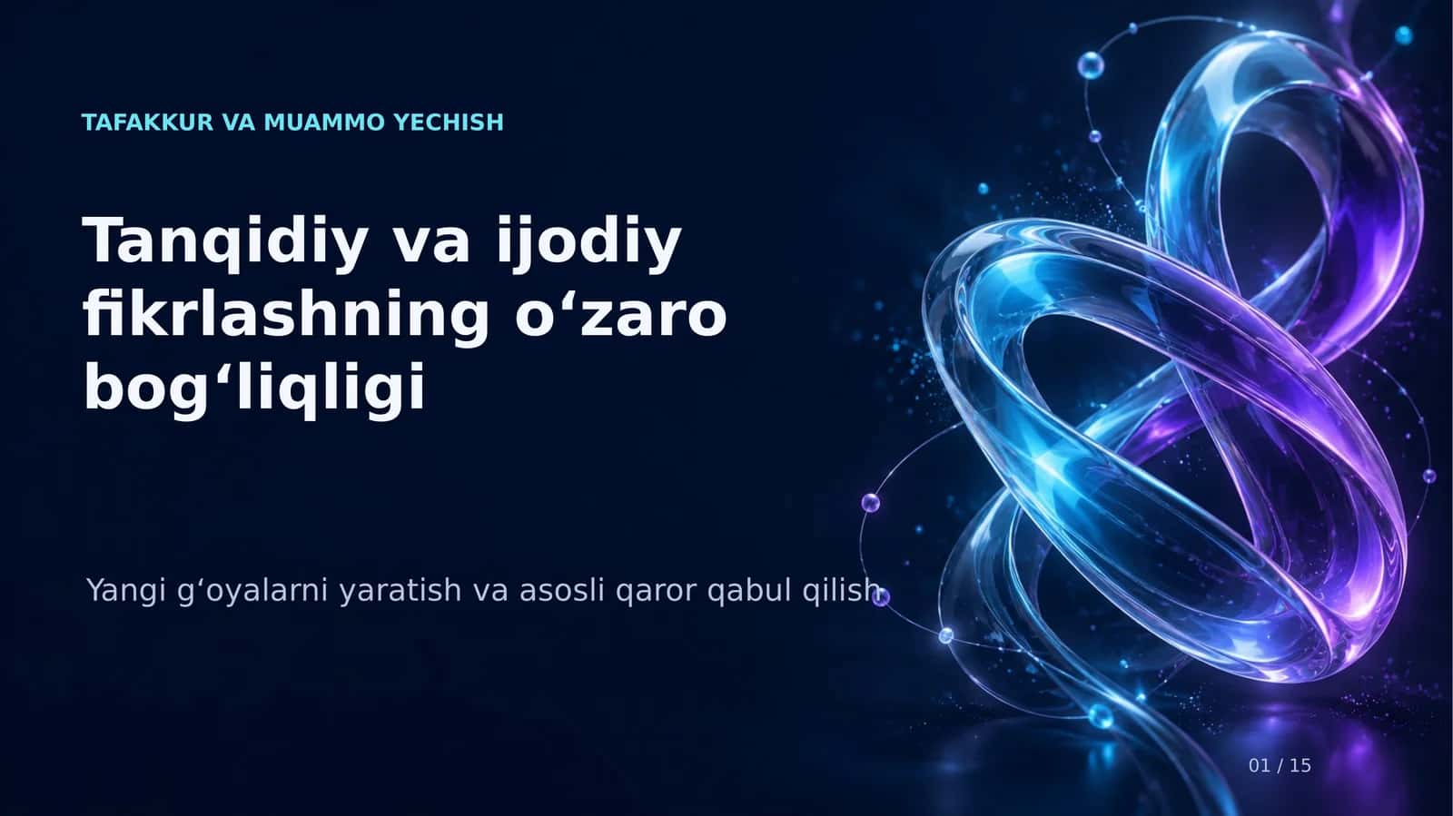 TAFAKKUR VA MUAMMO YECHISH Tanqidiy va Ijodiy Fikrlashning O‘zaro Bog‘liqligi 1