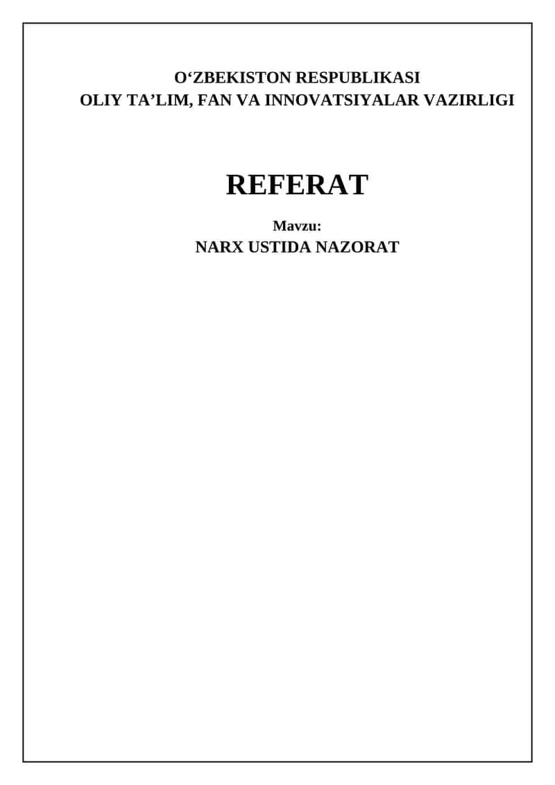 NARX USTIDA NAZORAT 1