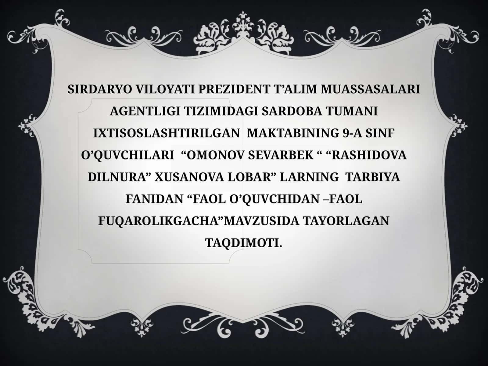 TAQDIMOT MAVZUSI VA MAQSADI 1
