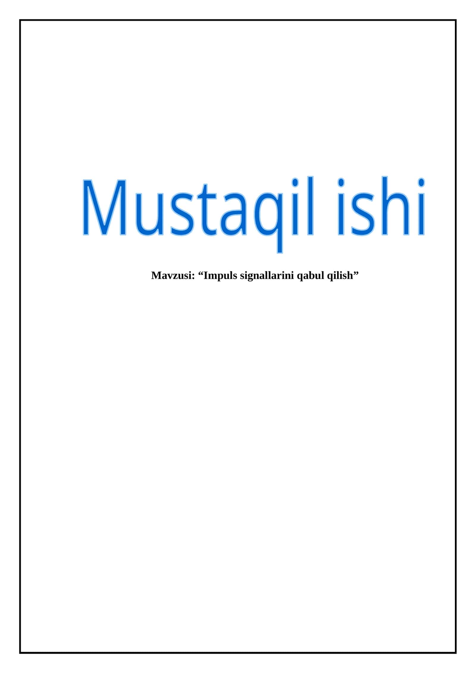 Impuls signallarini qabul qilish 1