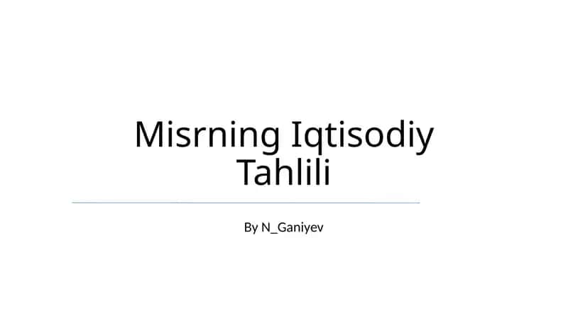 Misrning Iqtisodiy Tahlili 1