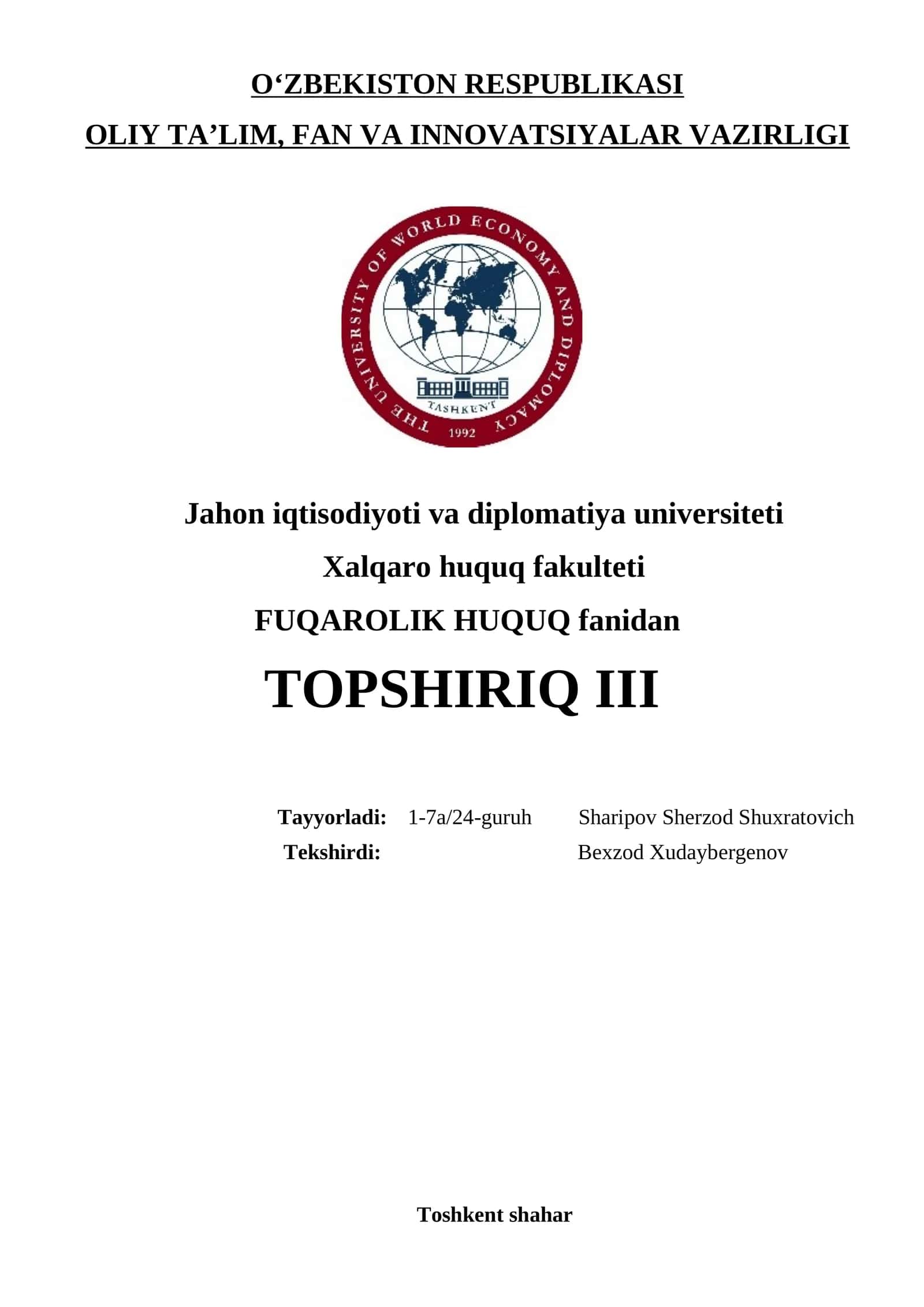 Shartnomalarni tuzish va bekor qilish sohasida xorijiy mamlakatlar qonunchiligini qiyosiy tahlil qilish 1