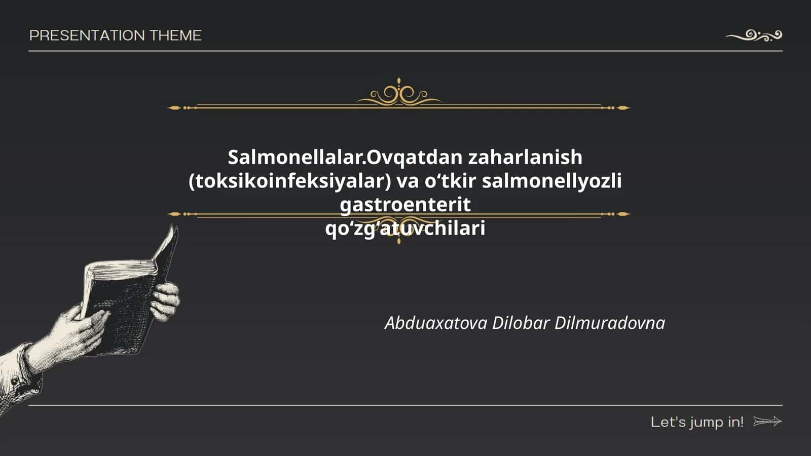Salmonellalar.Ovqatdan zaharlanish (toksikoinfeksiyalar) va o‘tkir salmonellyozli gastroenterit qo‘zg‘atuvchilari 1