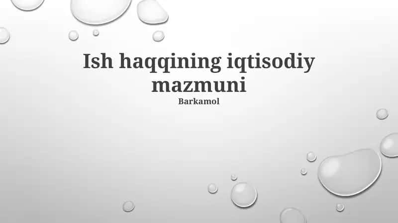Ish haqqining iqtisodiy mazmuni 1