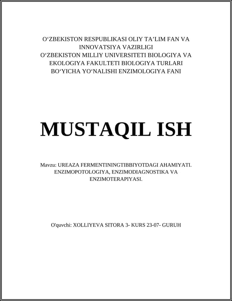 Ureaza fermentining tibbiyotdagi ahamiyati 1