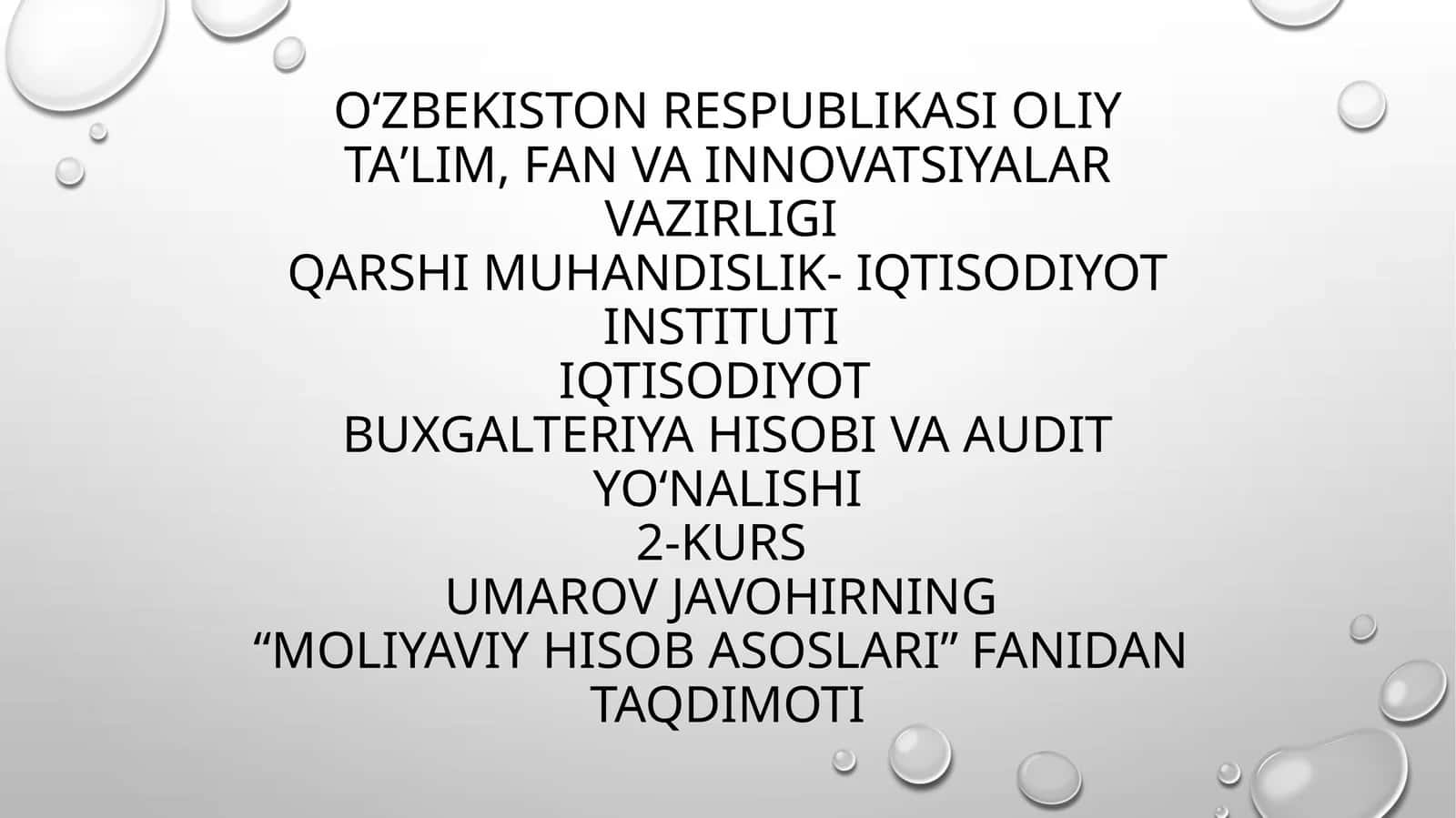 Moliyaviy hisob asoslari 1