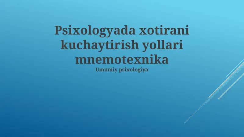 Xotirani kuchaytirish mnemotexnikasi 1