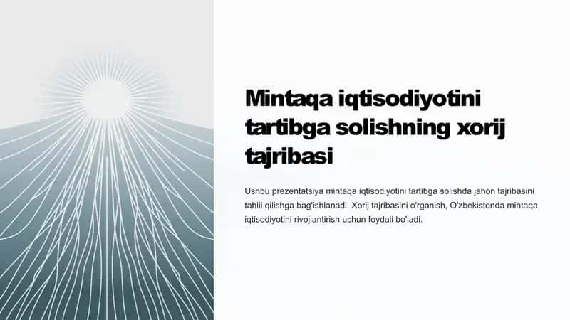 Mintaqa iqtisodiyotini tartibga solishning xorij tajribasi 1