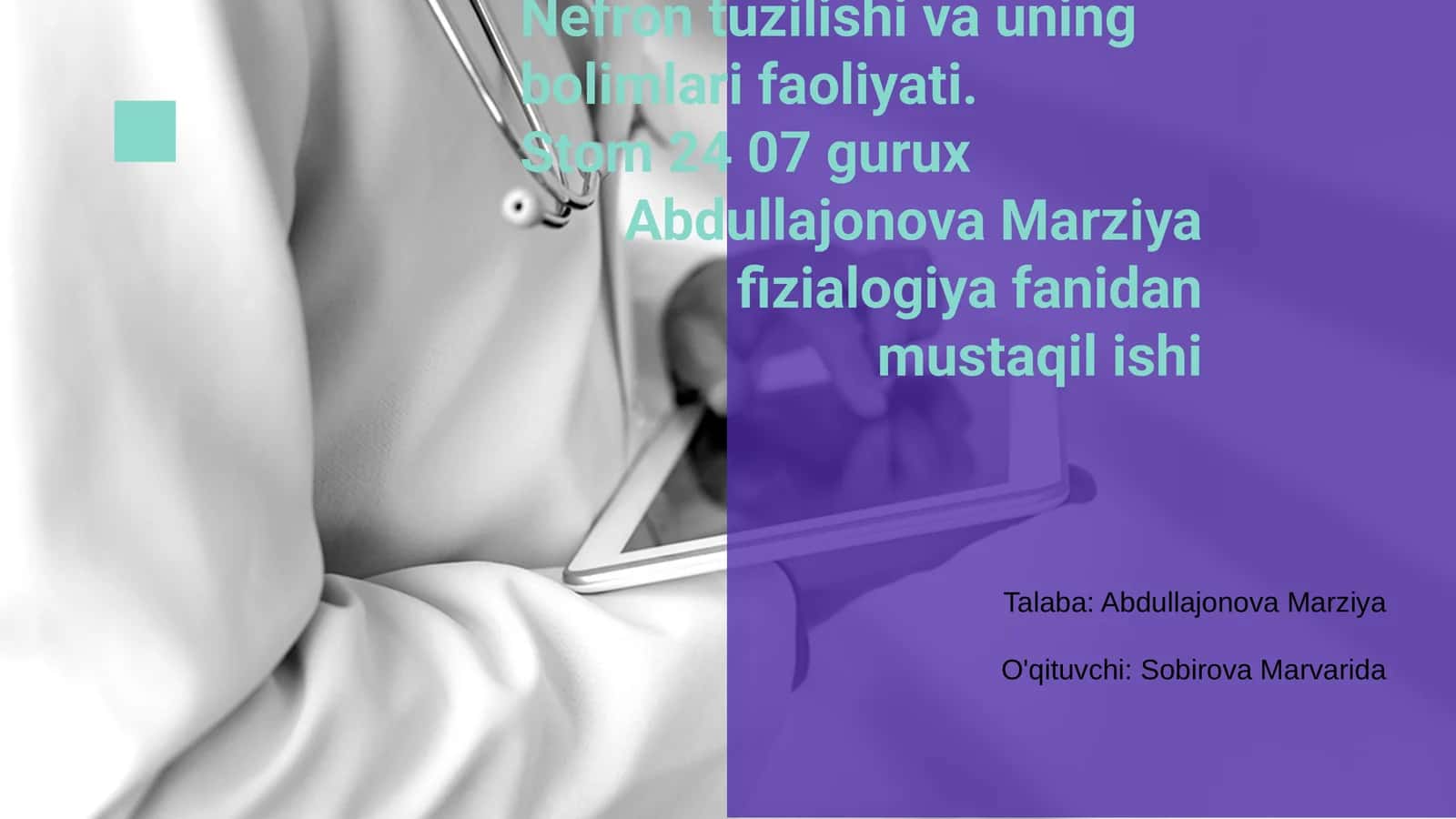 Nefron tuzilishi va uning bolimlari faoliyati 1
