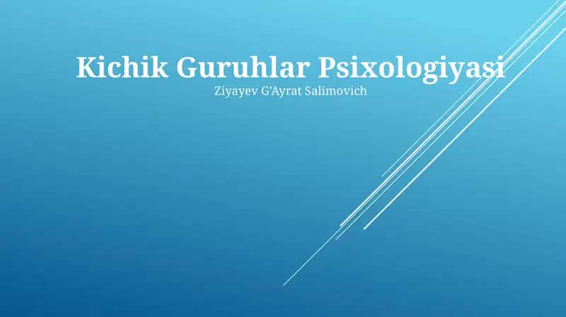 Kichik Guruhlar Psixologiyasi 1
