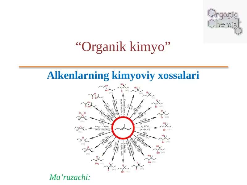 Alkenlarning kimyoviy xossalari 1