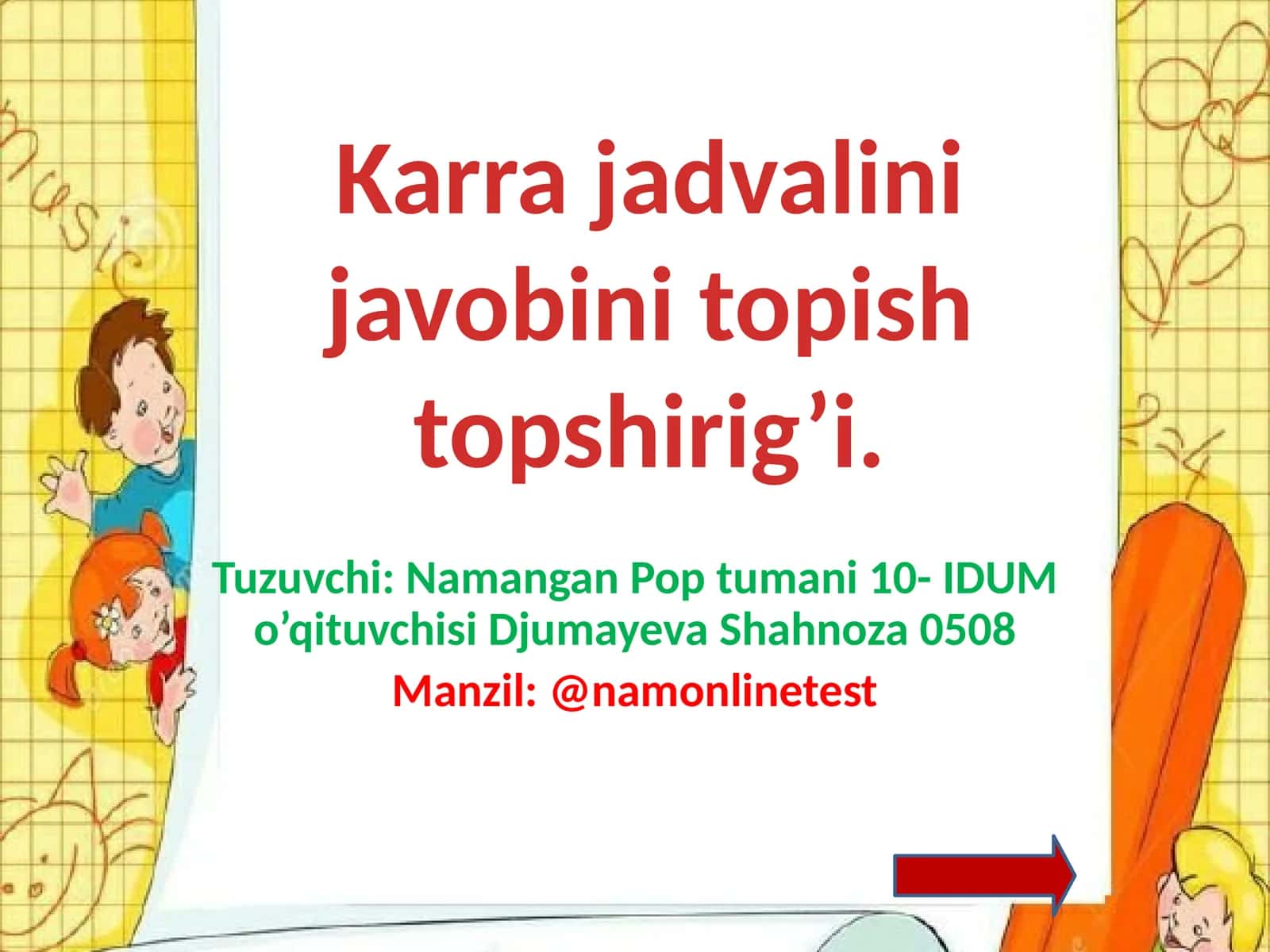 Karra jadvali 1
