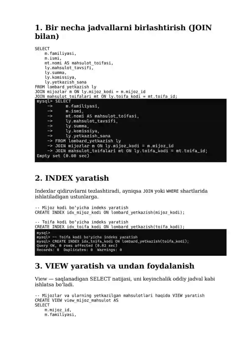 SQLda FUNKSIYA yaratish