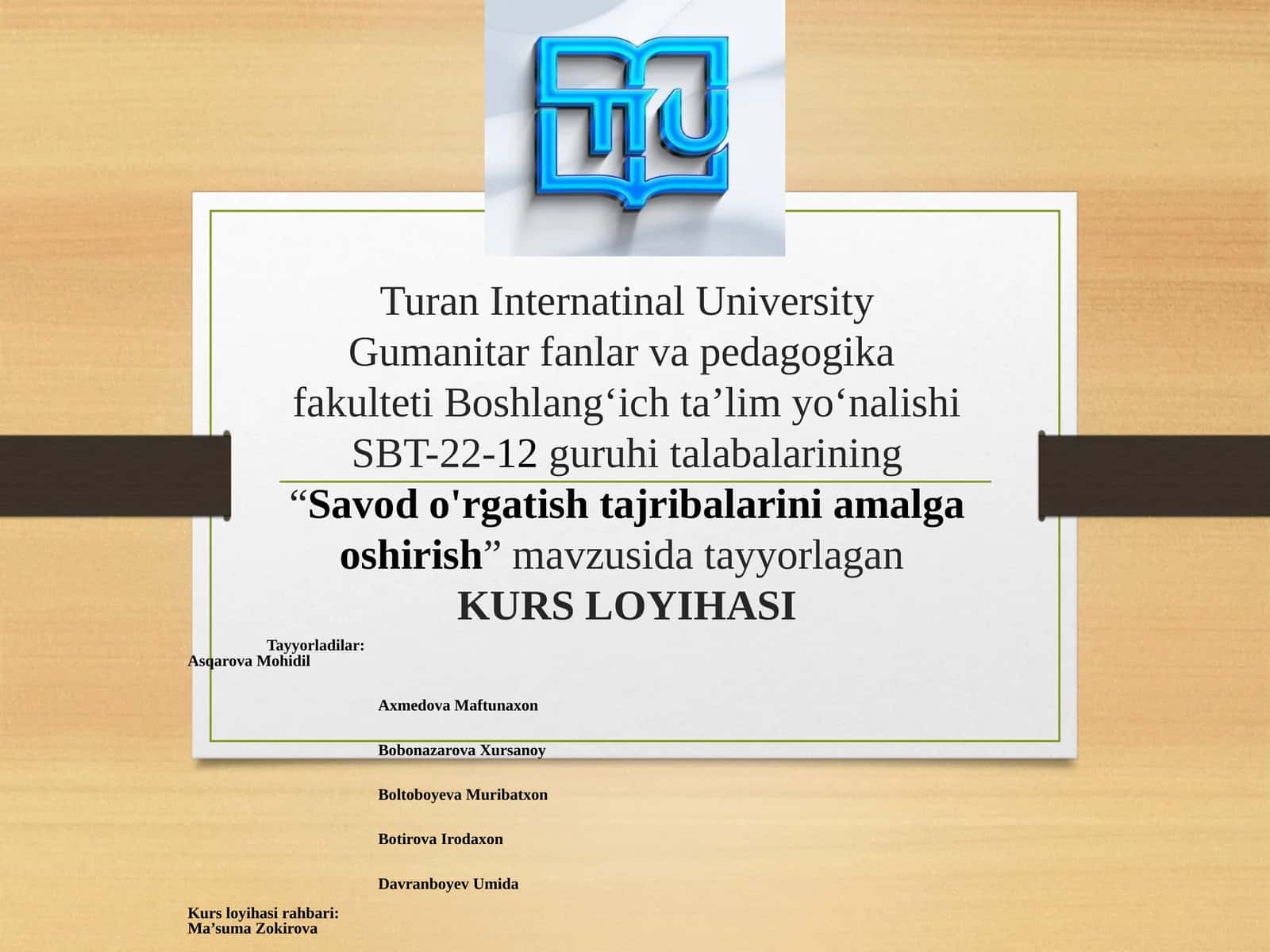 KURS LOYIHASI 1
