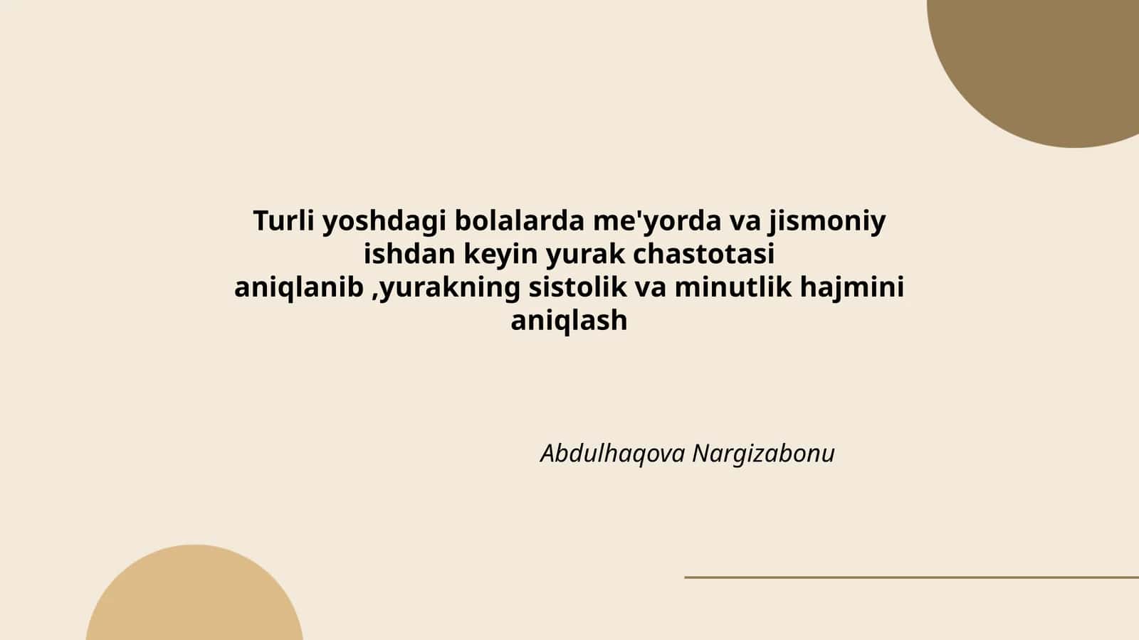 Turli yoshdagi bolalarda yurakning normal chastotasi 1