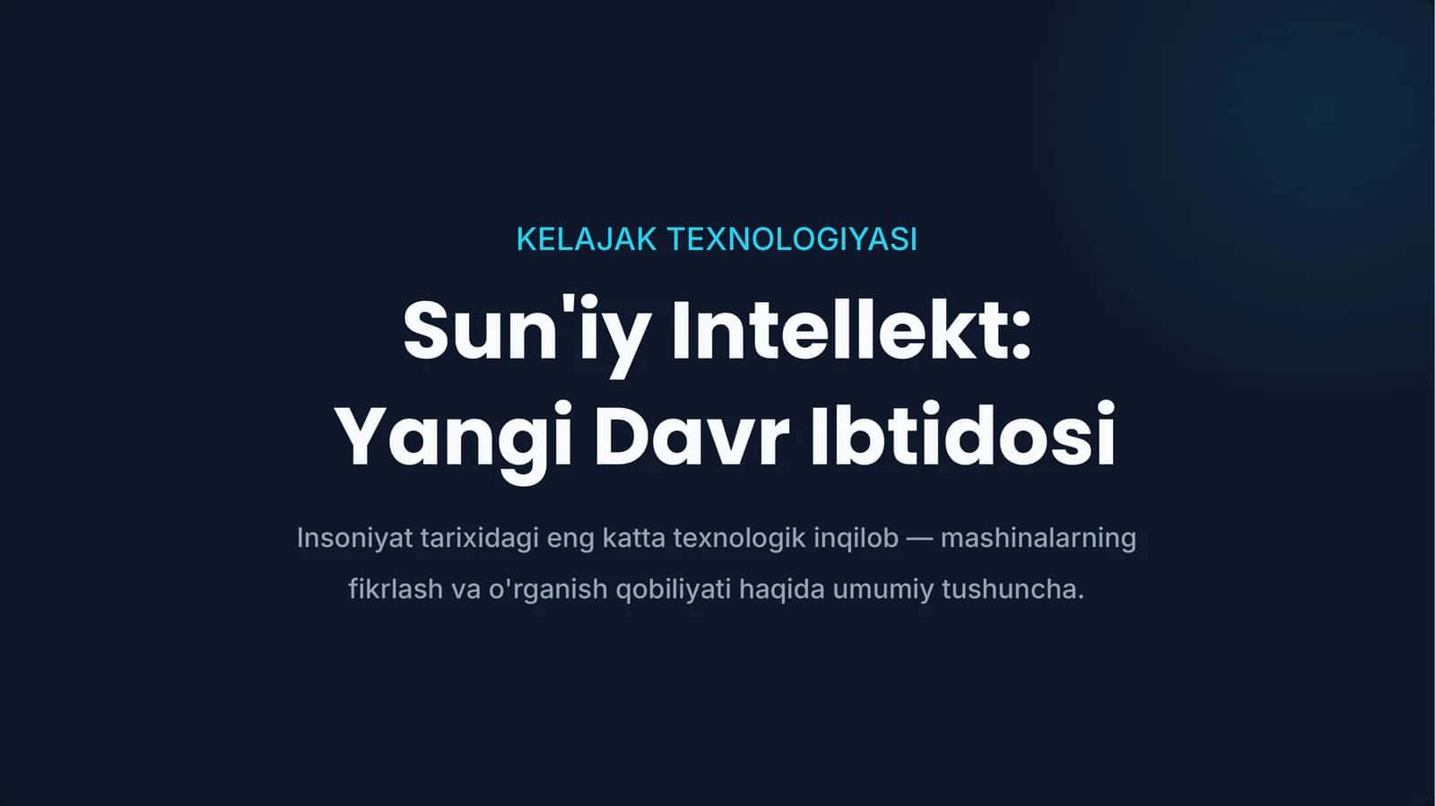 Sun'iy Intellekt:Yangi Davr Ibtidosi 1
