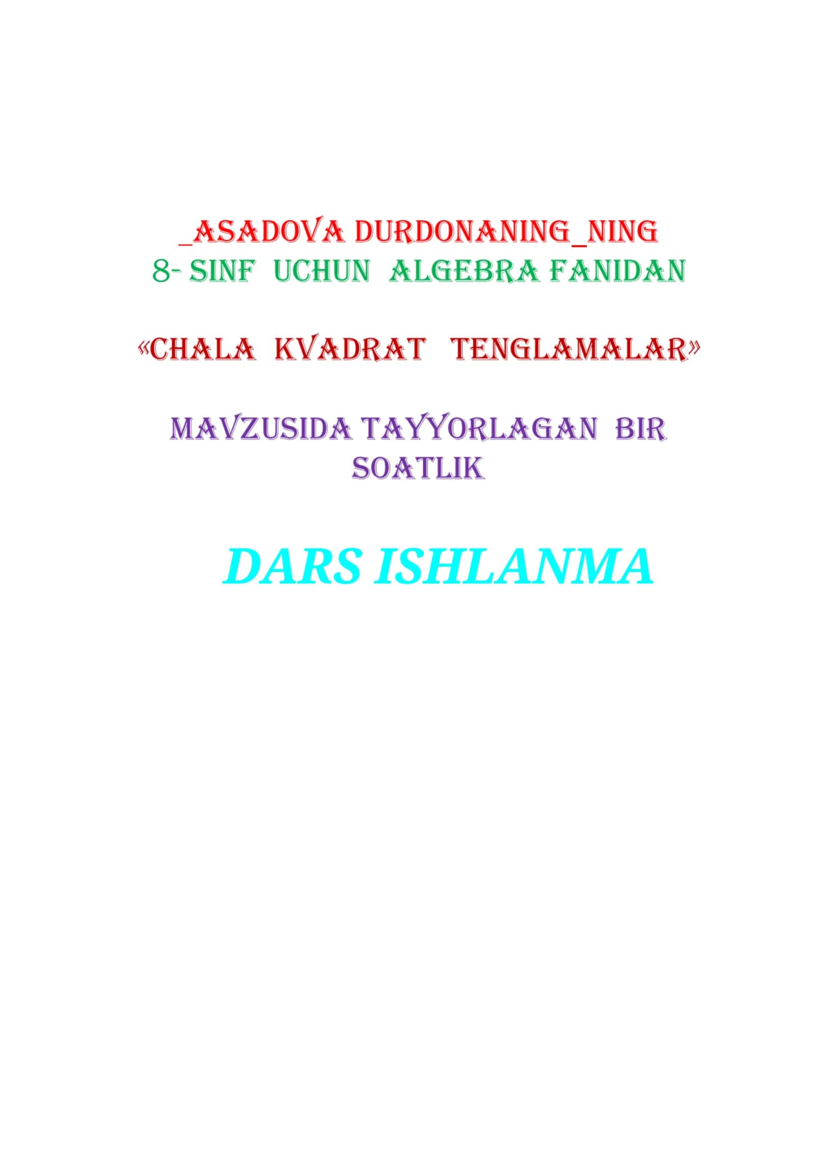 DARS ISHLANMA 1