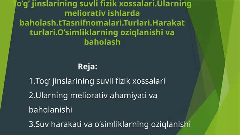 Tog‘jinslarining suvli fizik xossalari 1