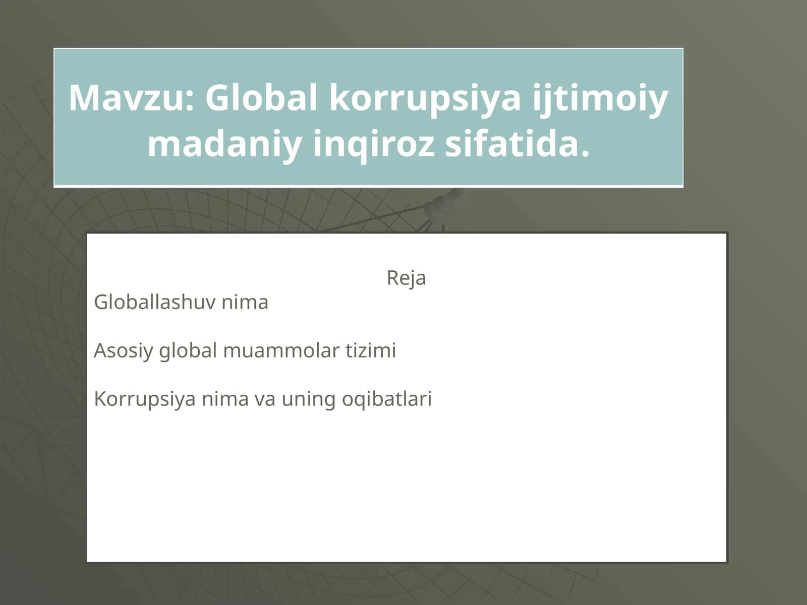 Global korrupsiya ijtimoiy madaniy inqiroz sifatida 1