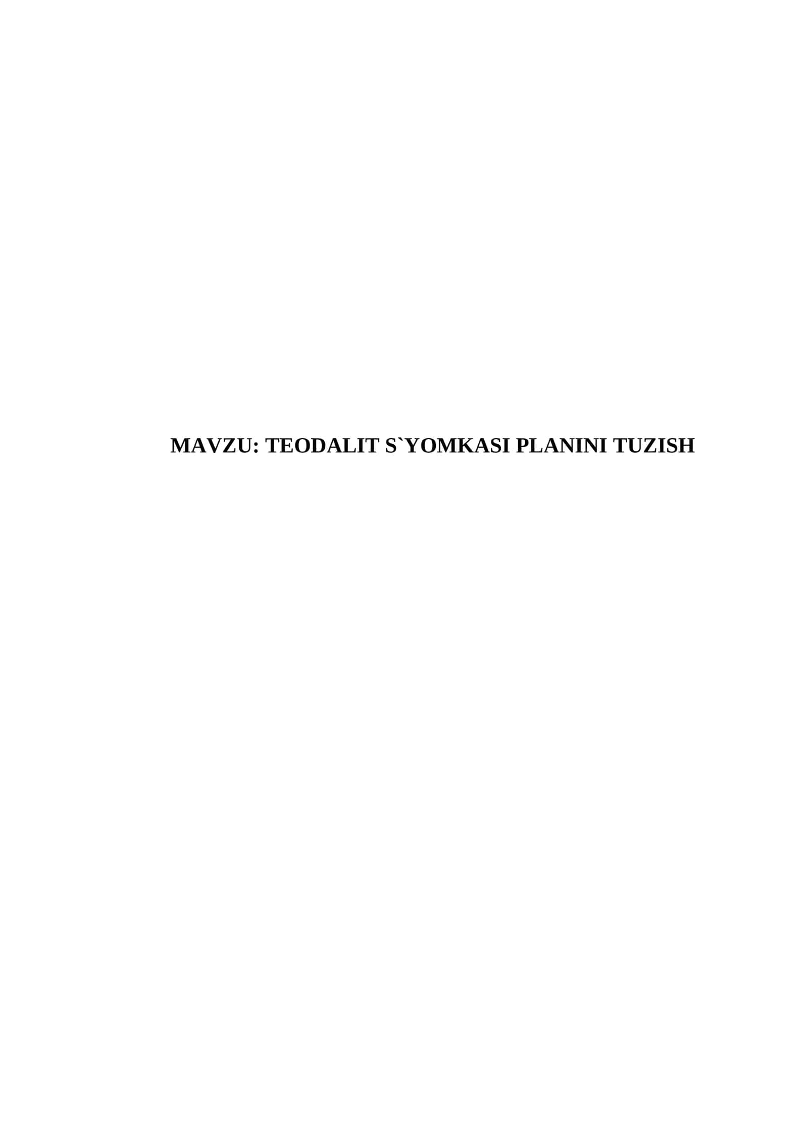 TEODALIT S`YOMKASI PLANINI TUZISH Kurs ishi 1
