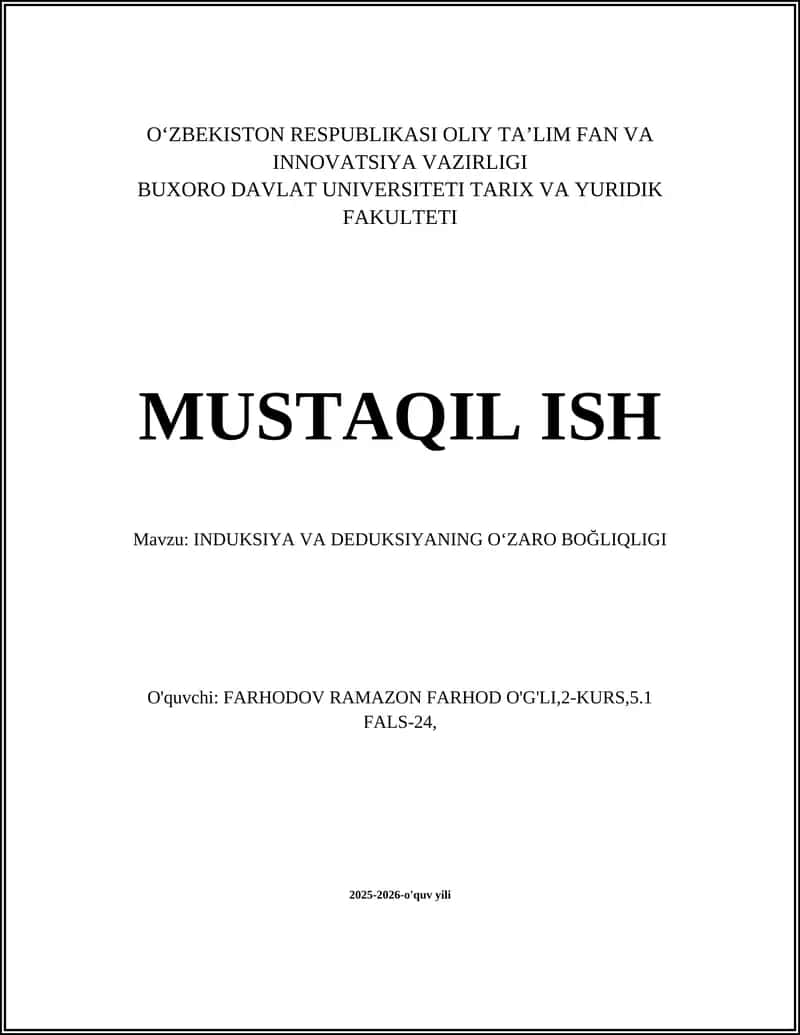 INDUKSIYA VA DEDUKSIYANING OʻZARO BOĞLIQLIGI 1