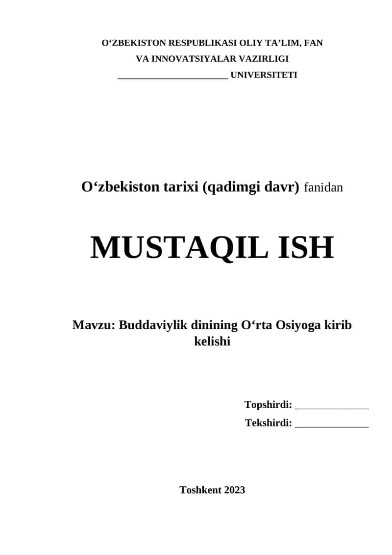 Buddaviylik dinining Oʻrta Osiyoga kirib kelishi 1