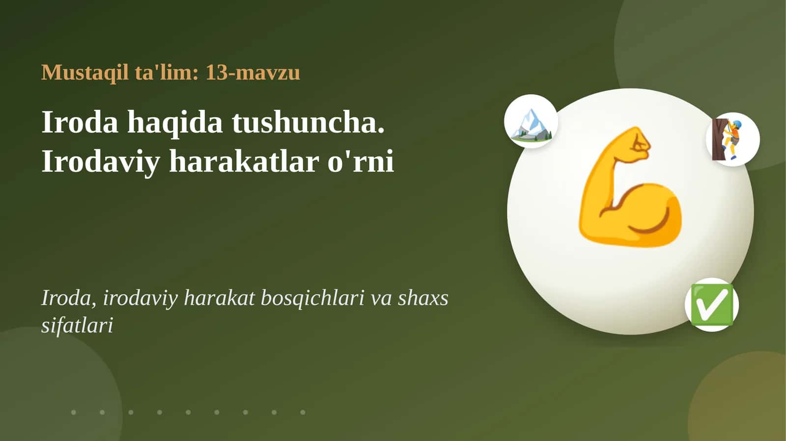 Iroda haqida tushuncha. Irodaviy harakatlar o'rni 1