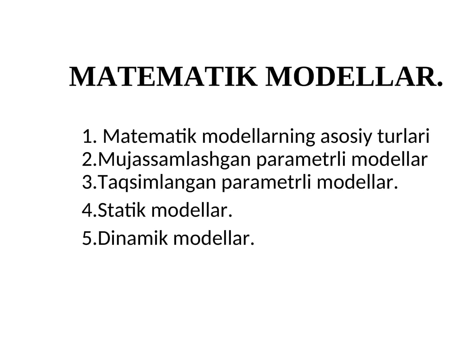 MATEMATIK MODELLAR 1
