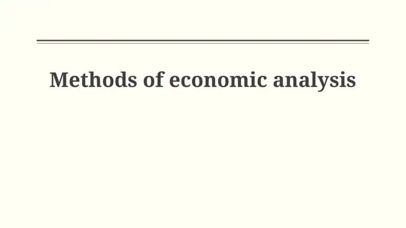 Macroeconomic Analysis Methods 1