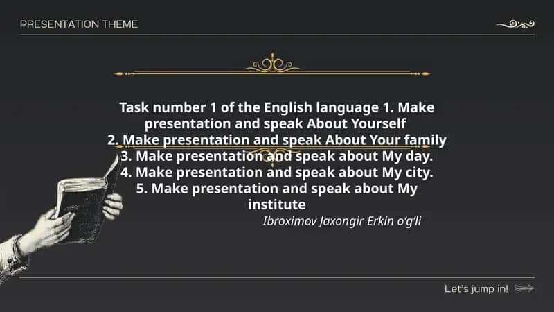 Task number 1 of the English language 1