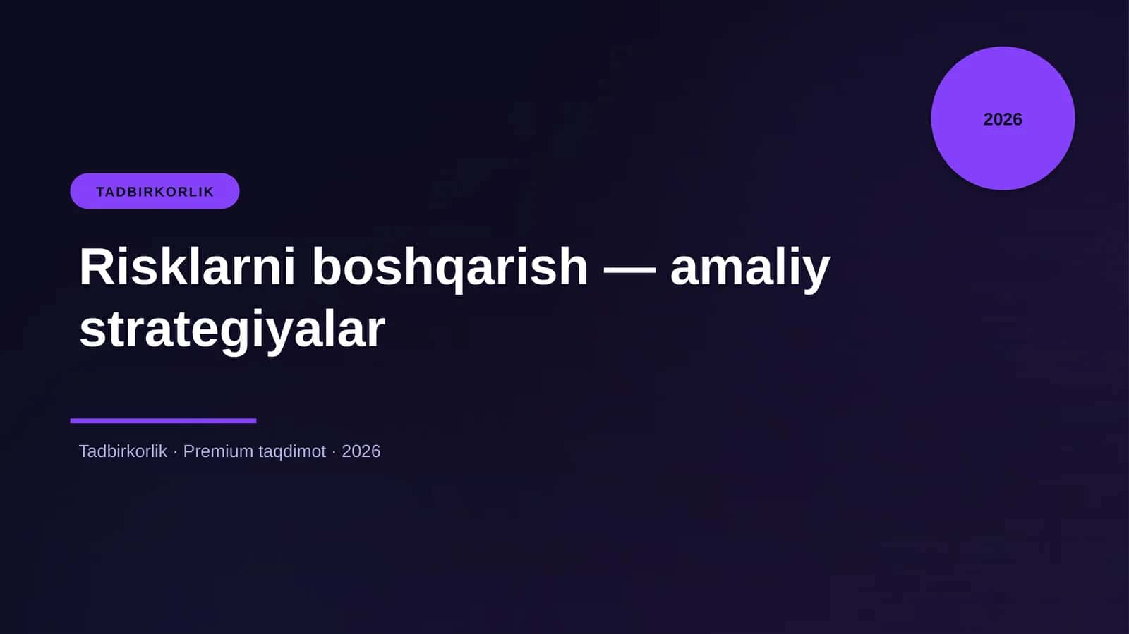 Risklarni boshqarish — amaliy strategiyalar 1