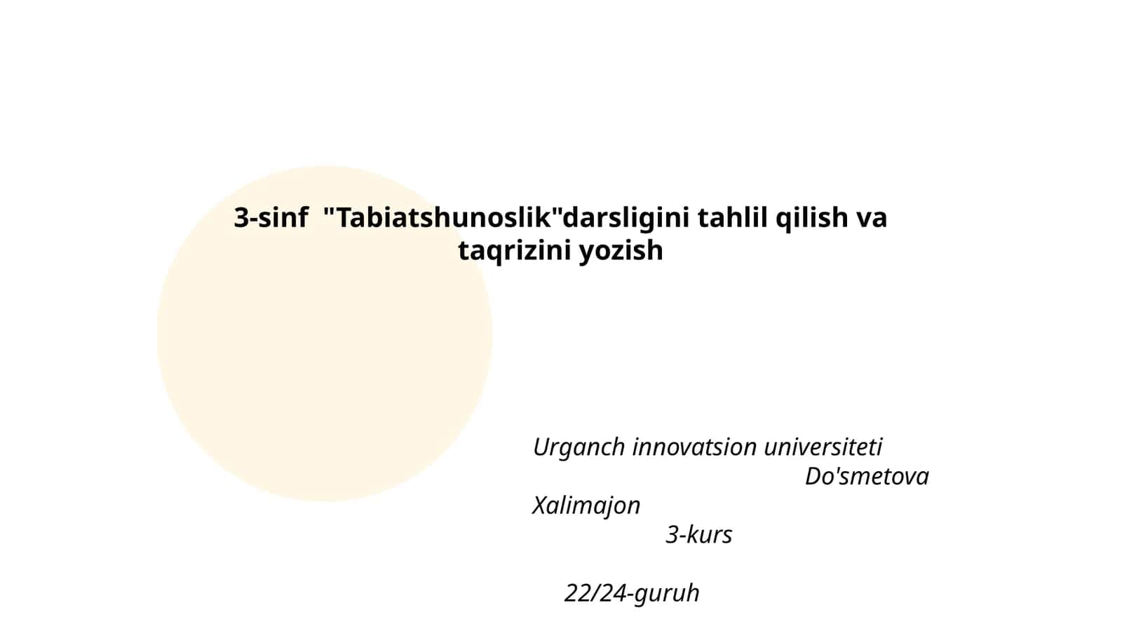 Tabiatshunoslik darsligi tahlil qilish va taqrizini yozish 1