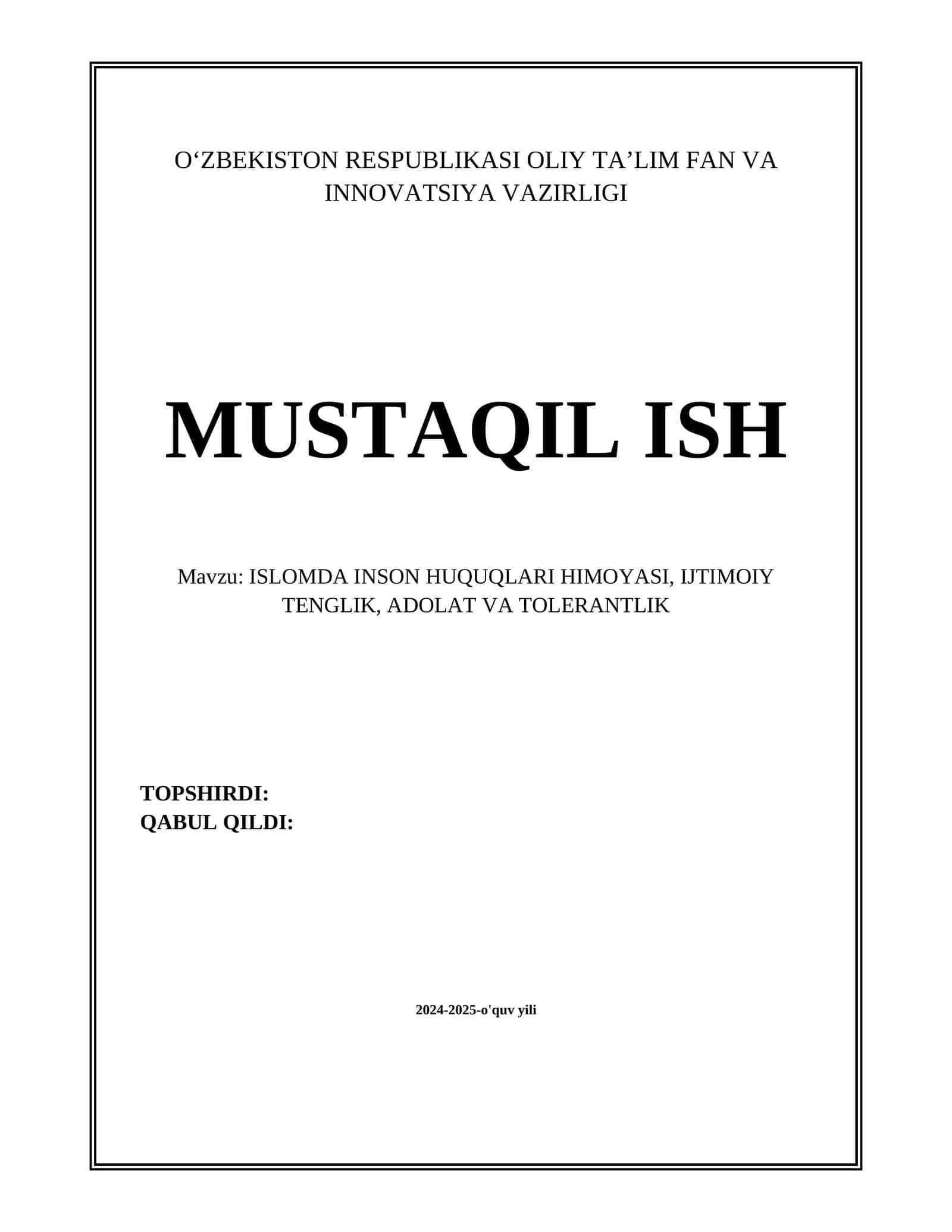 Islomda inson huquqlari himoyasi 1
