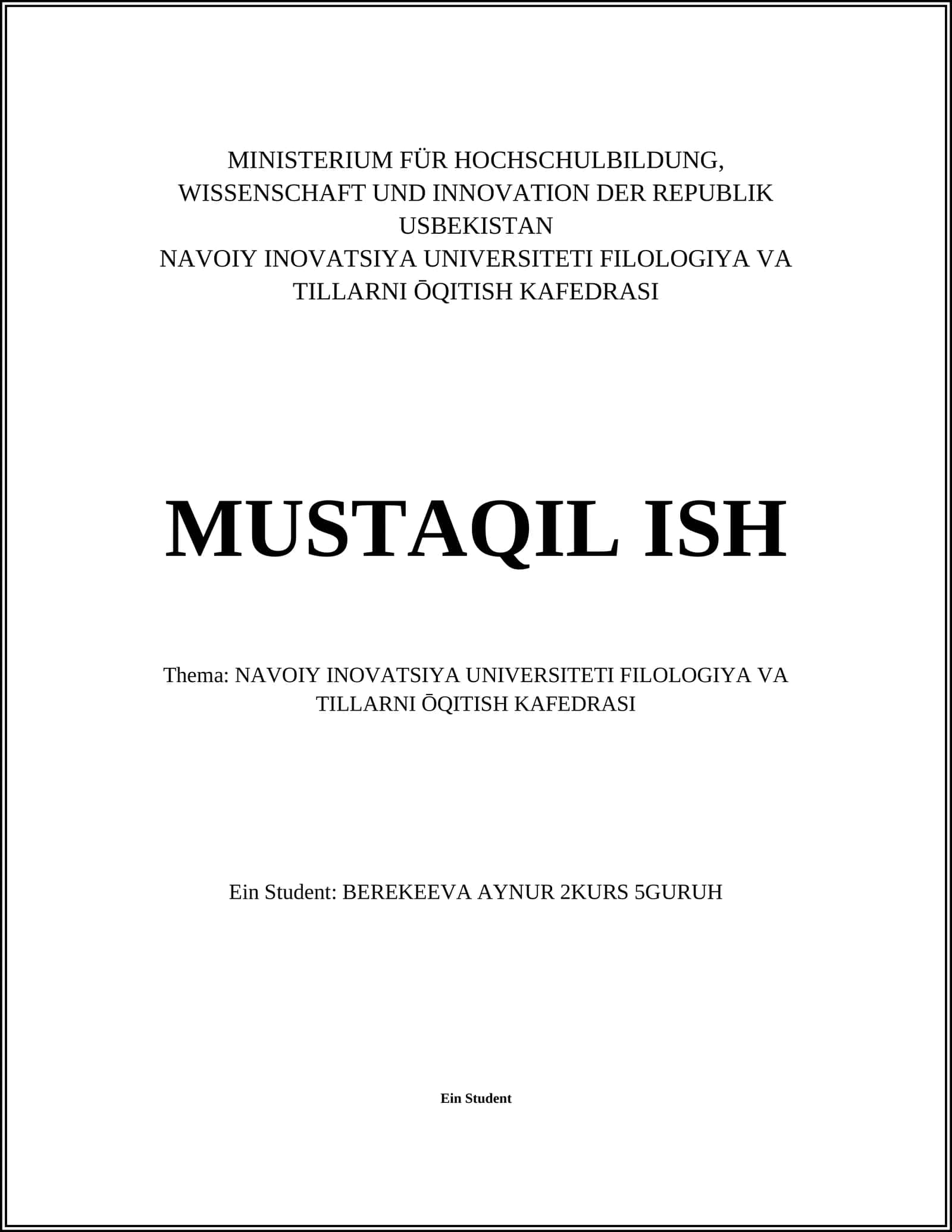 Sprachunterrichtsmethoden an der Navoiy Inovatsiya Universität 1
