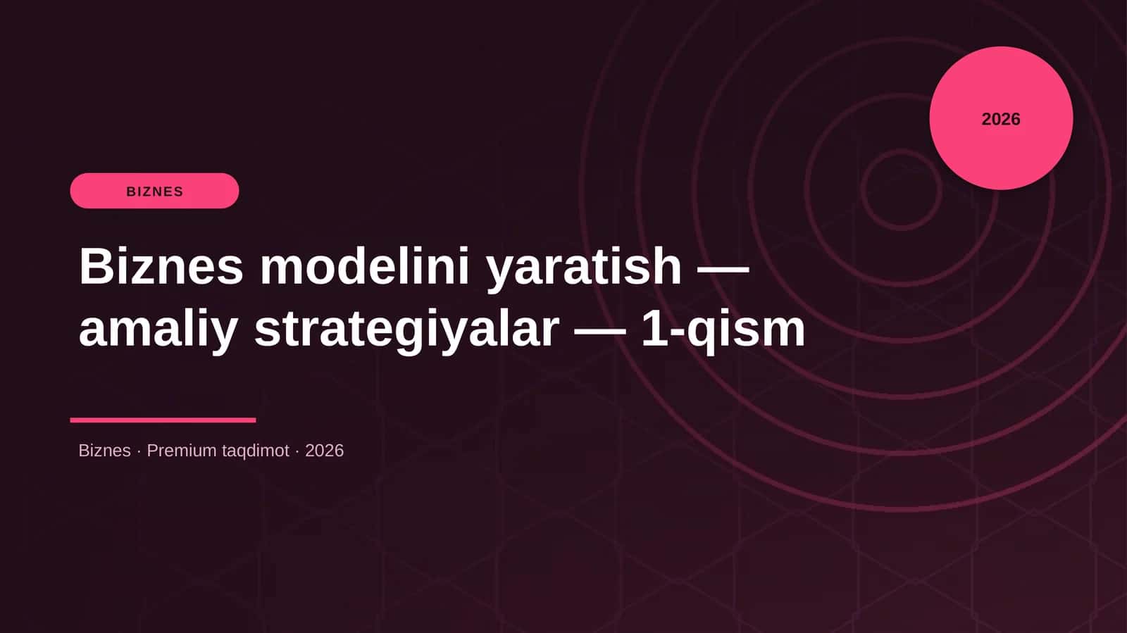Biznes modelini yaratish — amaliy strategiyalar — 1-qism 1