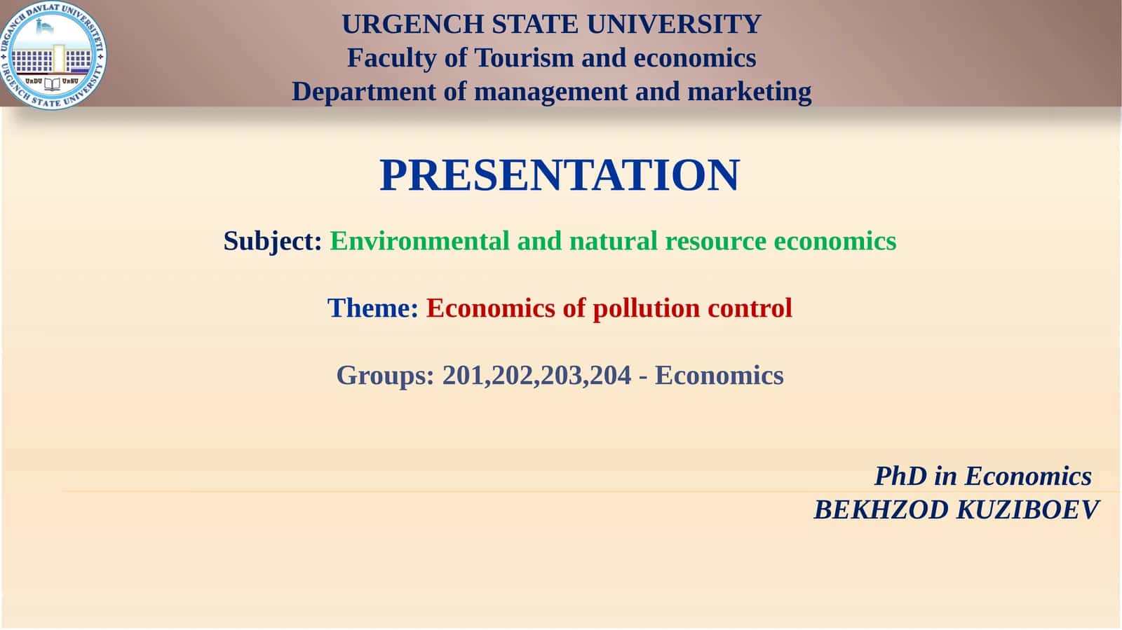 Economics of pollution control 1