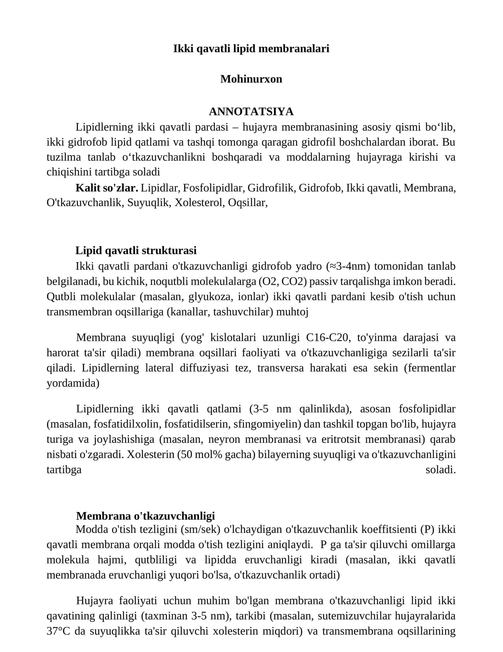 Ikki qavatli lipid membranalari 1