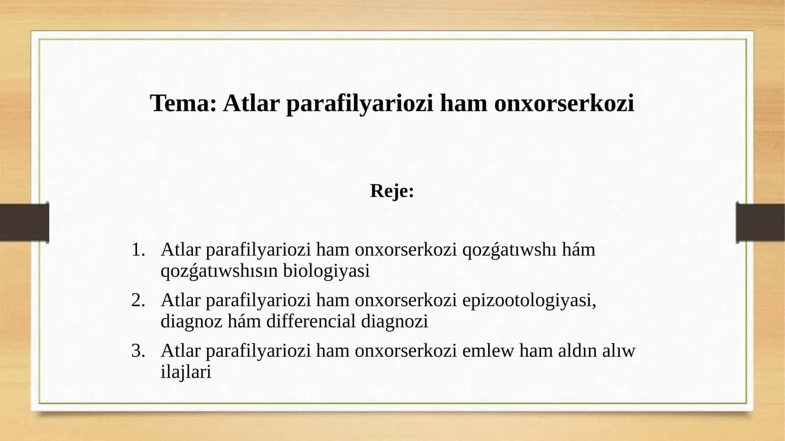 Atlar parafilyariozi ham onxorserkozi 1