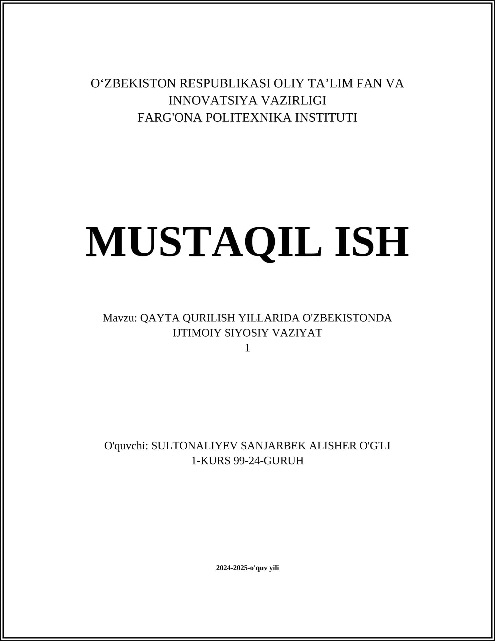 Ijtimoiy Adolat va Tenglik Masalalari 1