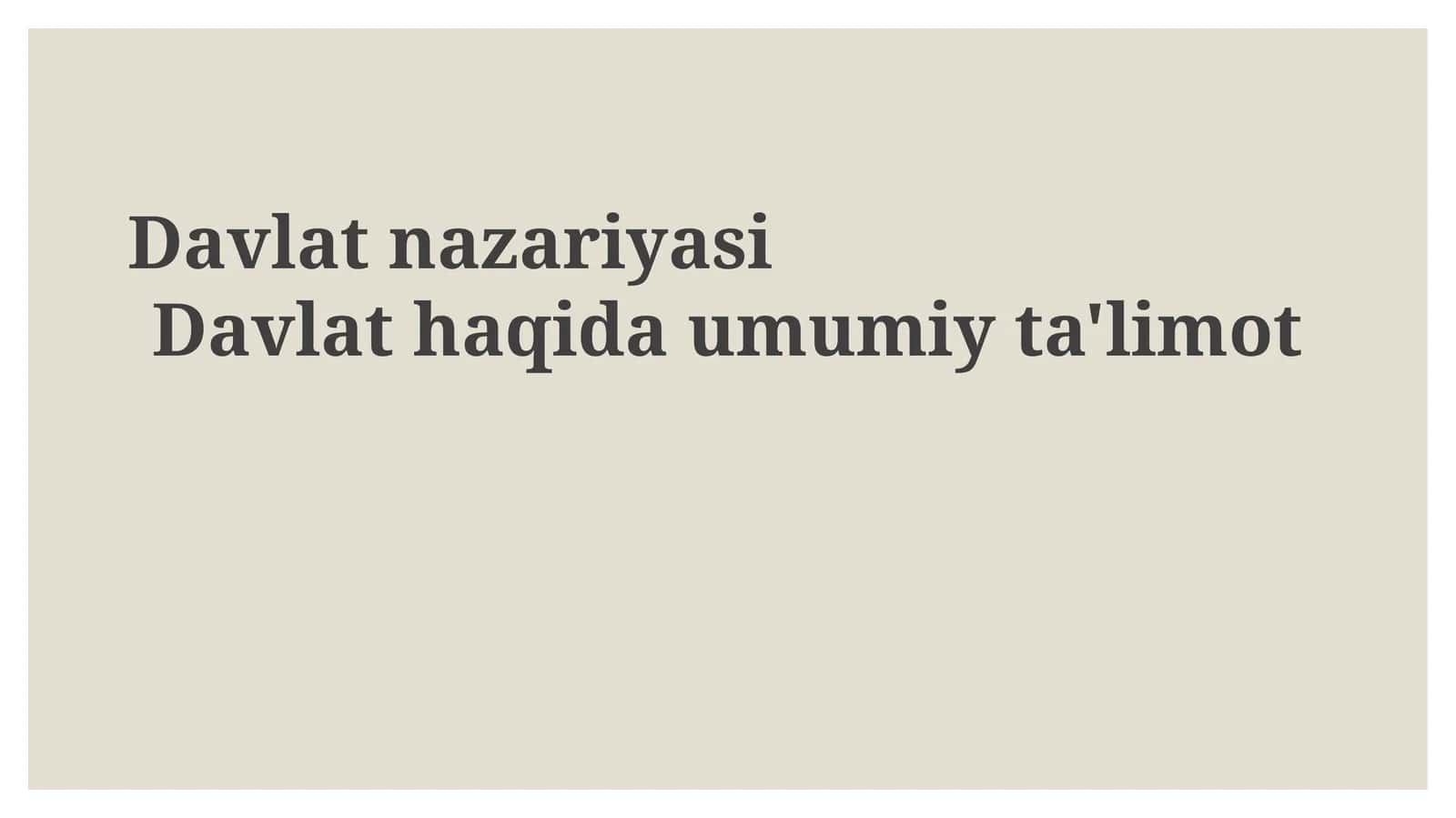Davlat Nazariyasi 1