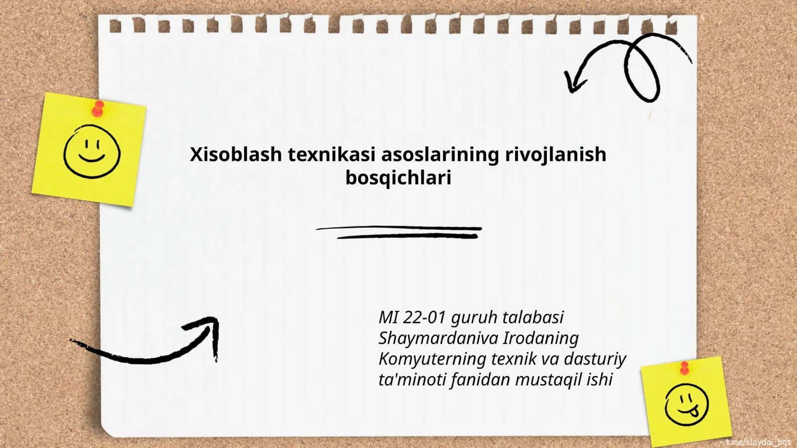 MI 22-01 guruh talabasi Shaymardaniva Irodaning Komyuterning texnik va dasturiy ta'minoti fanidan mustaqil ishi 1