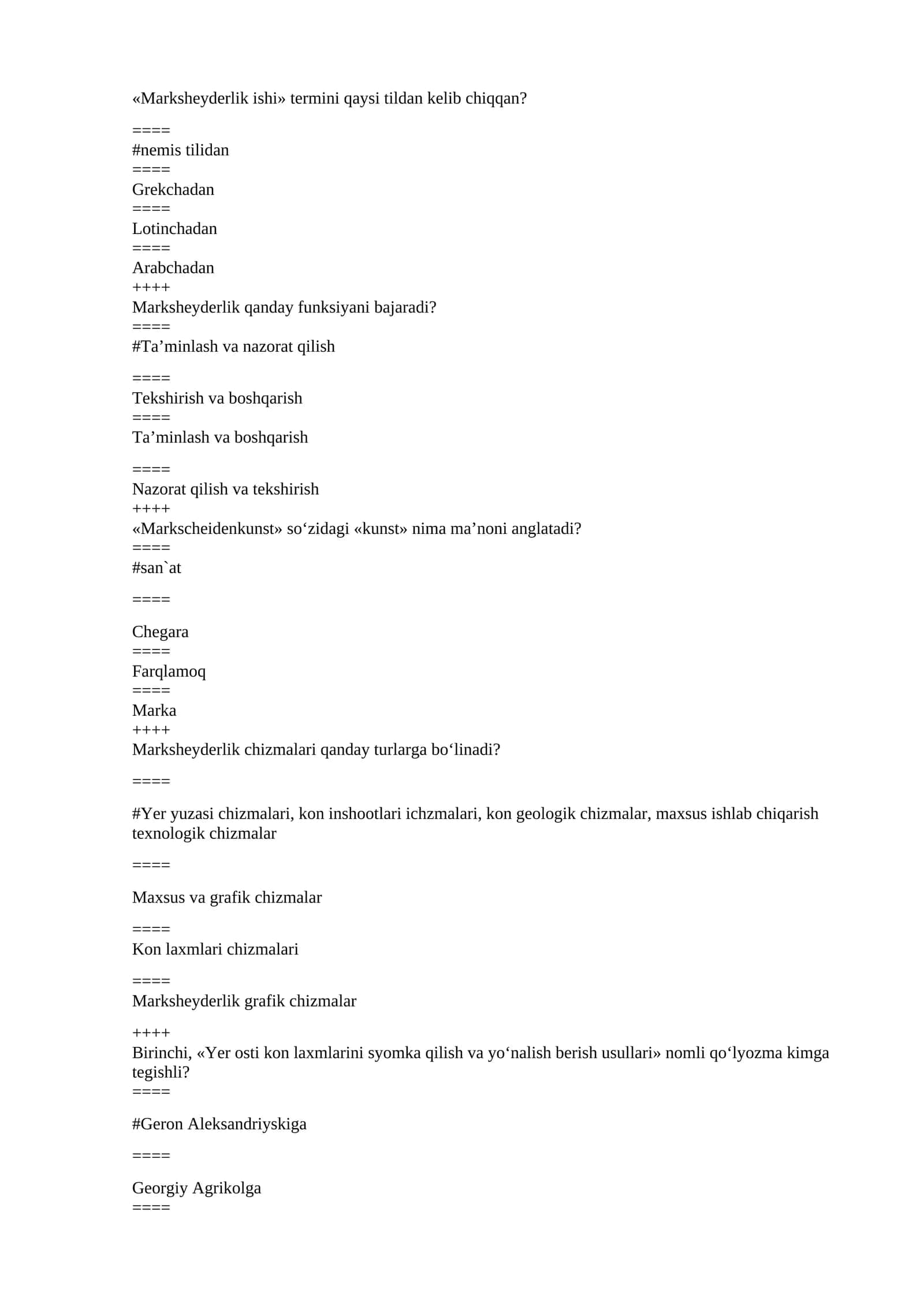 Marksheyderlik ishi 1