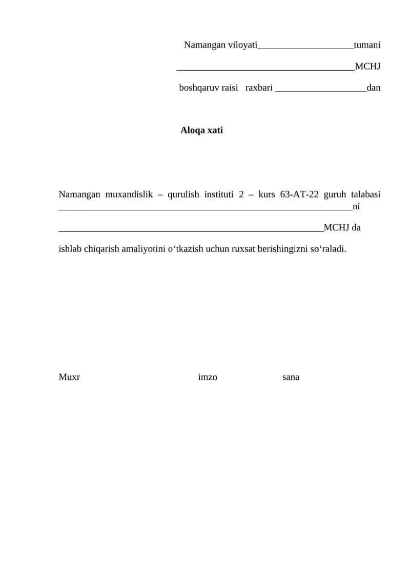 MCHJ da ishlab chiqarish amaliyotini oʻtkazish 1