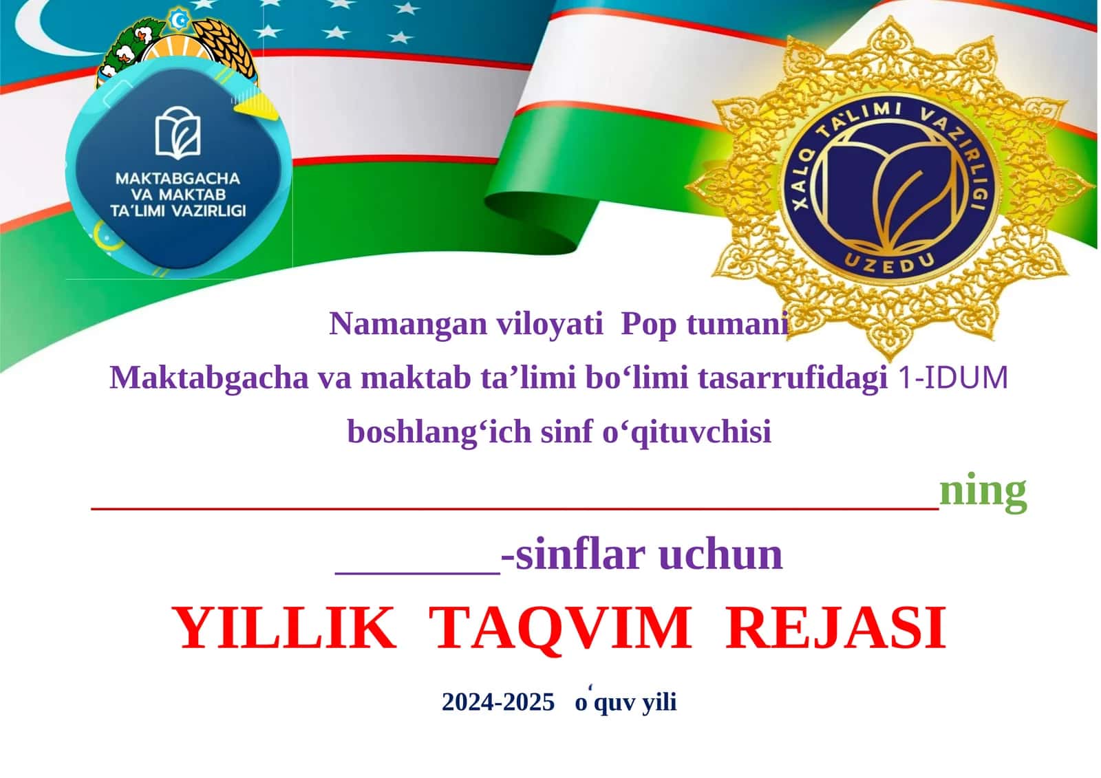 YILLIK TAQVIM REJASI 2024-2025 o----Image 1